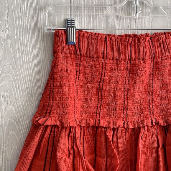 Sundry Mini Shirred Ruffle Skirt Red Size 4 (XL) NWT - Picture 3 of 5